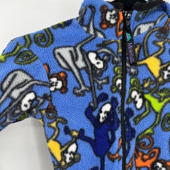 Molehill Mountain Blue Fleece‎ Bunting with Monkeys Size 3-6 Months - Picture 6 of 7